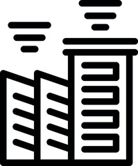 Wall Mural - Simple line art icon of an industrial factory building releasing smoke pollution