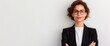 © 2D_Jungle - a confident LGBTQ+ individual in professional attire, clear white background, natural lighting