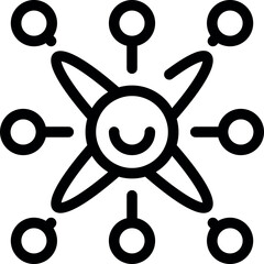 Poster - Line art icon of an atom with a happy face, representing customer retention