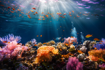 Wall Mural - A coral reef with vibrant marine life