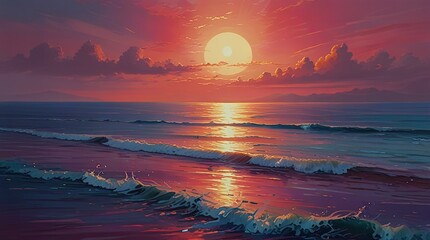 Sticker - sunset over the ocean