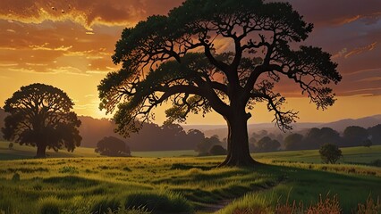 Poster - sunset in the countryside