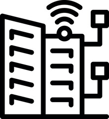 Poster - Smart city building is connecting wirelessly with sensors, improving efficiency and sustainability