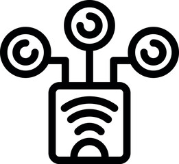 Poster - Simple icon of a router distributing a wifi signal to multiple devices