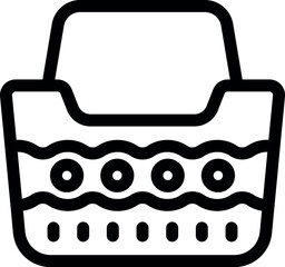 Poster - laundry basket icon with wavy lines showing water level, outline style