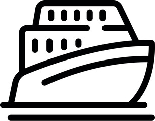 Sticker - Line art icon of a large passenger ship sailing on the ocean