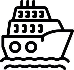 Poster - Minimalist icon of a big cruise ship sailing on water waves