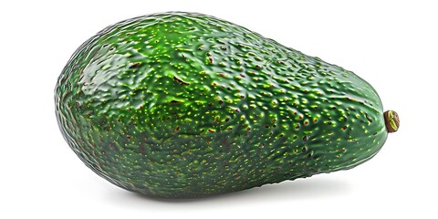 Poster - 3D Render of a Single Green Ripe Avocado Isolated on White Background