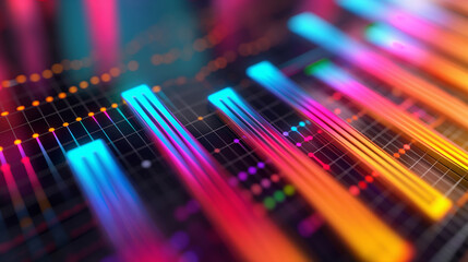 Leinwandbilder - Colorful glowing charts showing business success growth on digital background