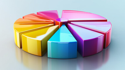 Leinwandbilder - Colorful pie chart showing market share with reflection