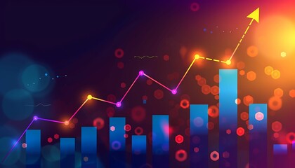 Market chart of business increase stock graph or investment financial data profit on growth money diagram background with success diagram exchange information, AI generative