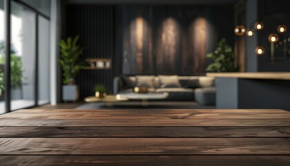 Wall Mural - Wooden board on living room background