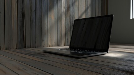 Modern and Sophisticated Laptop on Wooden Background