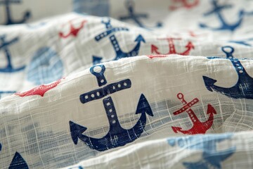 White Fabric with Anchors