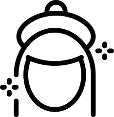 Poster - Line drawing of a young woman wearing a beret hat, showing the benefits of skincare and facial treatment