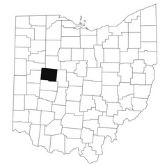 Wall Mural - Map of Logan County in Ohio state on white background. single County map highlighted by black colour on Ohio map. UNITED STATES, US