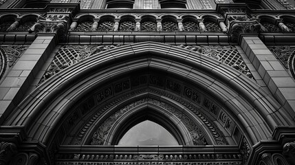 Poster - black-and-white architectural photography reveals the artistry of structures through intricate detai