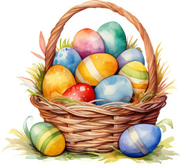 Wall Mural - Easter egg basket isolated on transparent background. PNG