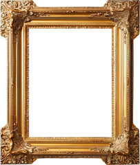 Poster - Vintage gold photo frame isolated on transparent background. PNG