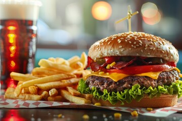 Wall Mural - burger with fries