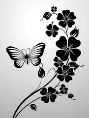 Wall Mural - A black and white butterfly is perched on a flower