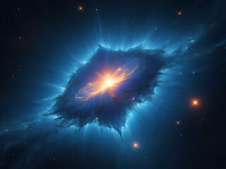 Wall Mural - abstract glowing Blue supergiant star. dark blue sky background