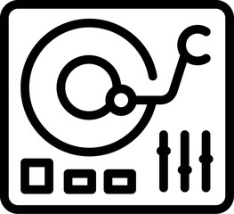 Poster - Vinyl record player playing music with buttons and slider controls icon
