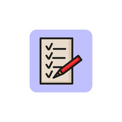 Poster - Checklist and pencil line icon. Questionnaire, to do list, shopping list. Survey concept. Vector illustration can be used for topics like business, audit, shopping