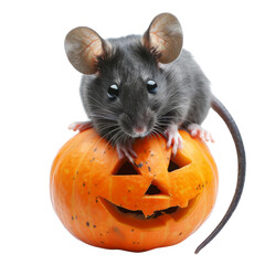 Wall Mural - Halloween mouse isolated on transparent or white background