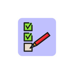 Poster - Checkmarks and pencil line icon. Poll, questionnaire, task list. Survey concept. Vector illustration can be used for topics like business, audit, management