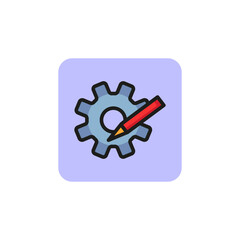 Poster - Cogwheel and pencil line icon. Engineering development, invention, methodology. Engineering concept. Vector illustration can be used for topics like business, technology, service