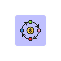 Poster - Currency exchange line icon. Money flow, investment, circulation of capital. Startup concept. Vector illustration can be used for topics like business, finance, banking