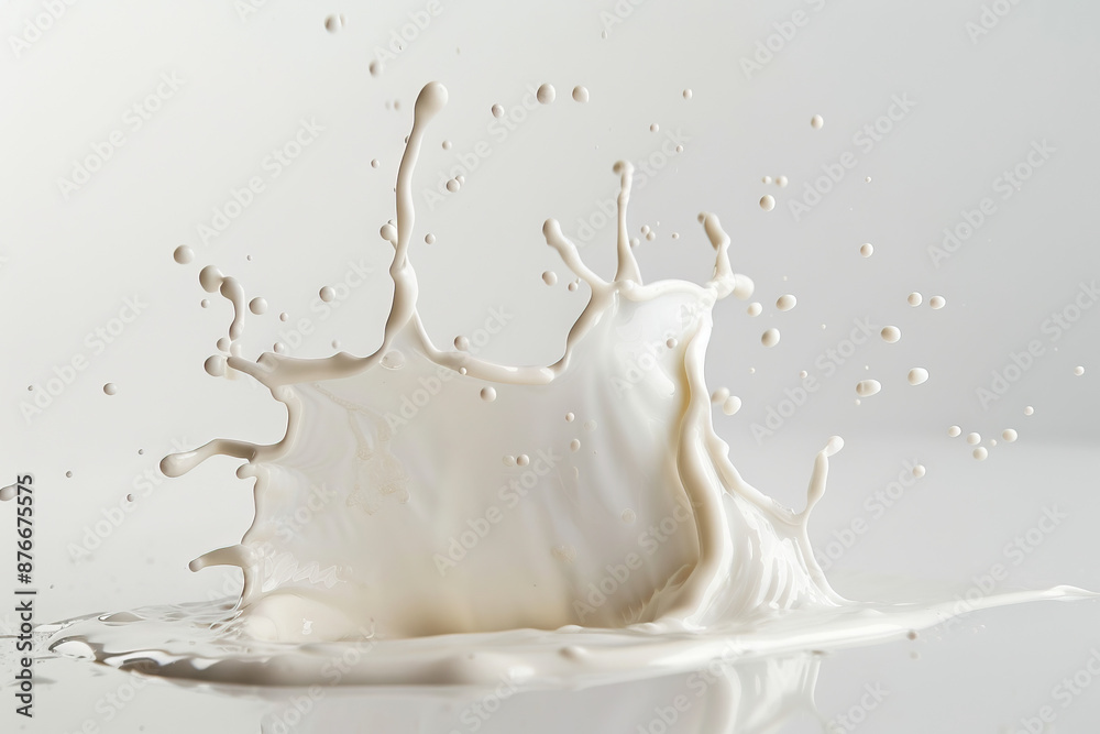 Dramatic splash of milk captured mid-air, showcasing texture and fluid ...