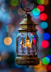 Wall Mural - christmas lantern on the table