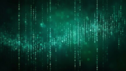 binary code on a dark green background. abstract technology concept.