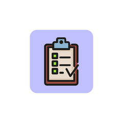 Poster - Paper with checklist line icon. Questionnaire, list to do, deadline. Survey concept. Vector illustration can be used for topics like business, service, management