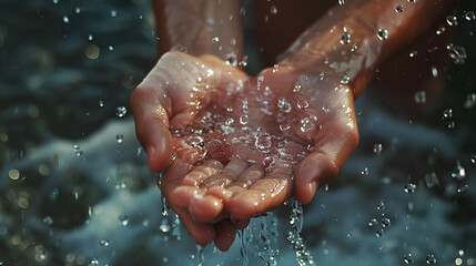 Canvas Print - hand with water drops