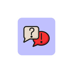 Poster - Speech bubbles with question and exclamatory marks line icon. Solution, help, FAQ. Startup concept. Vector illustration can be used for topics like business, communication, service