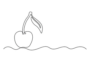 Red apple continuous one line drawing vector illustration. Pro vector 