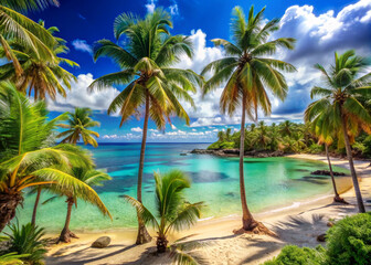 Wall Mural - palm trees on the beach