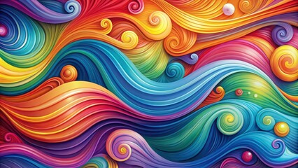 Wall Mural - Abstract background with colorful swirls and waves, colorful, swirl, wave, abstract, background, vibrant, texture, design