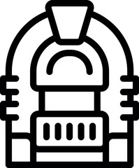 Poster - simple outline icon of jukebox playing music from vinyl record for web design isolated on white back