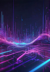 3d render, abstract futuristic neon background with glowing ascending lines. fantastic wallpaper