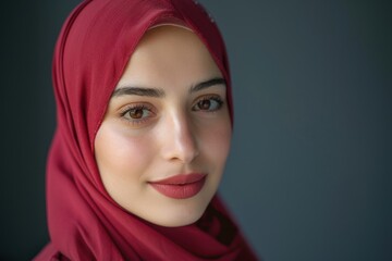 Sticker - Portrait of a Young Woman in a Red Hijab