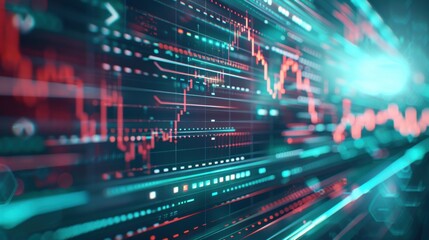 Poster - double exposure market trends and predictions: double exposure of past market trends with fluctuatin