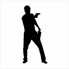 Silhouette of a woman with a gun