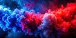 © wasan - Vivid plumes of red smoke blending into blue and purple fog creating a contrasting and intense abstract background , smoke, blending, into, blue, purple, background, intense, abstract, plumes, Vivid,