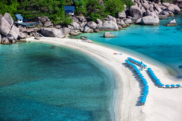 Canvas Print - Aerial view Koh Nangyuan island famous destination, Tropical paradise island, Nang Yuan island or Koh Nang Yuan Island of Koh Tao island, Surat Thani, Thailand