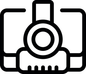 Poster - Simple black and white icon of a camera, symbolizing photography and image capture
