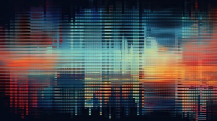 Glitch art background with distorted digital signals, suitable for creative media agencies or digital art workshops